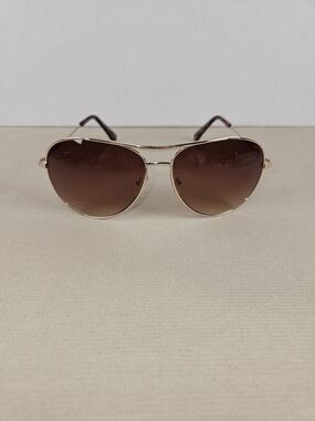 Lucky Brand Gold Frame Aviator Sunglasses with Brown Gradient Lenses